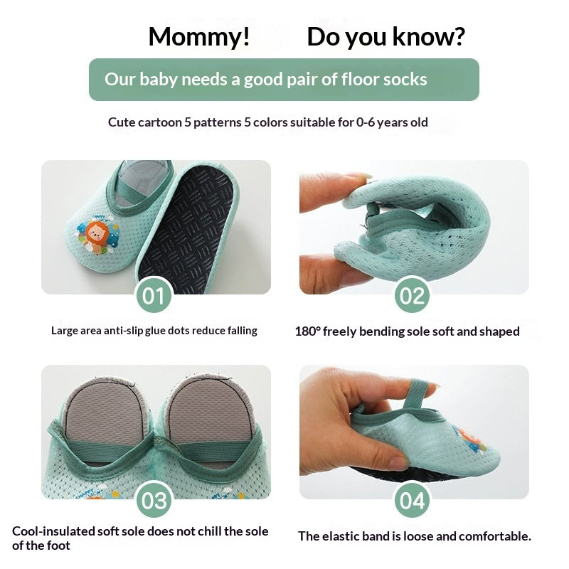 Chaussettes de sol pour les enfants et les bébés Style mince d'été pour les tout-petits apprenant à marcher
