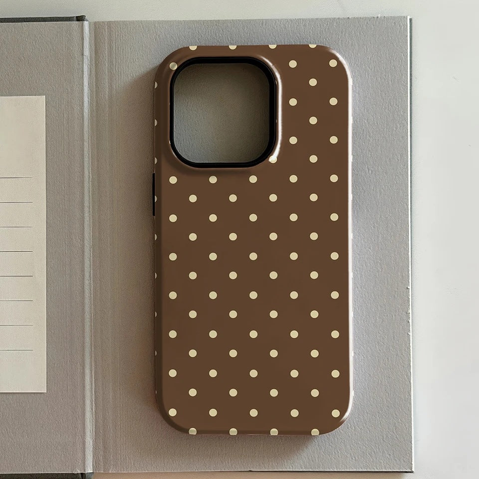 Luxury Brown et Red Polka-dot dossier téléphonique