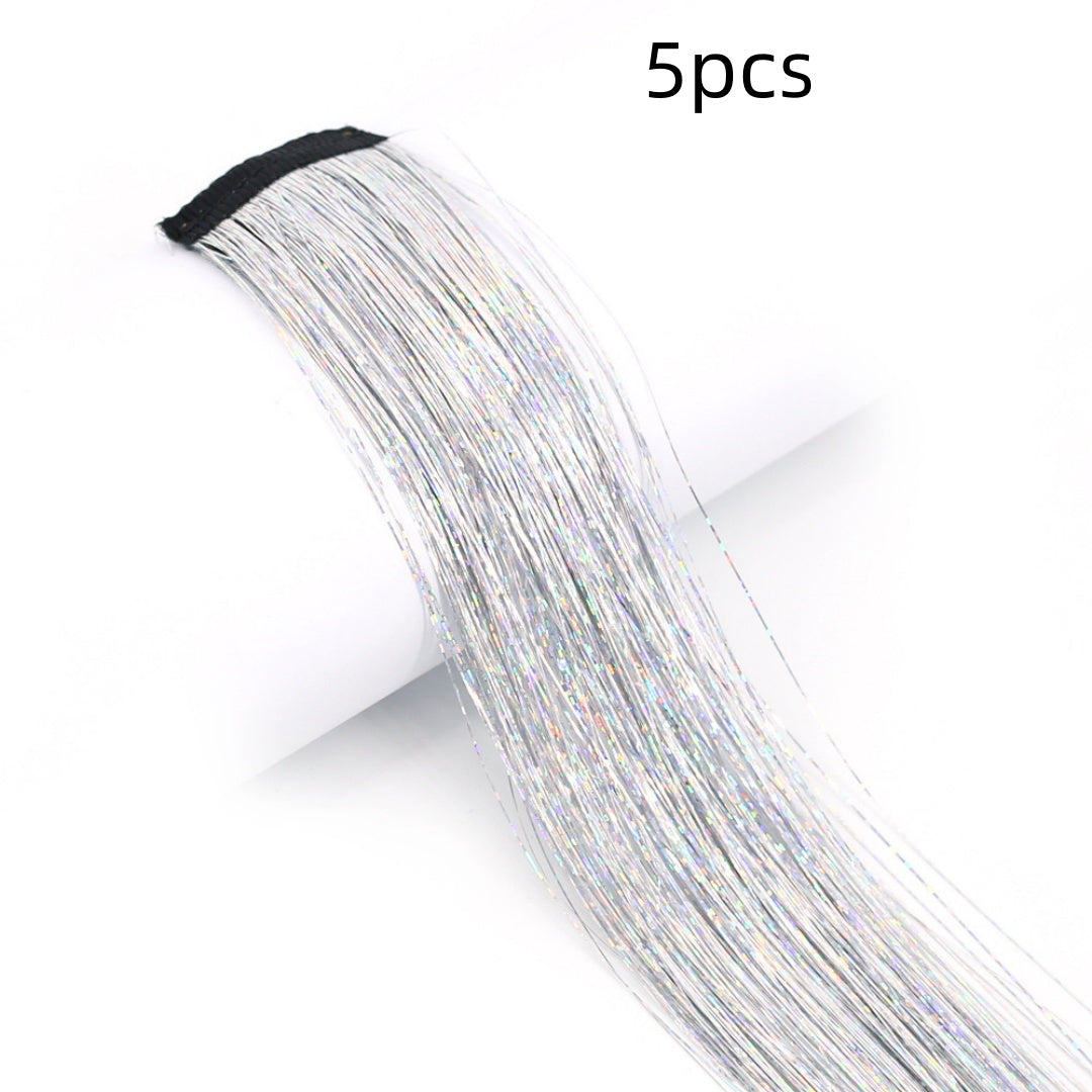 BB Clip-in Golden-Thread Perruque Shimmering Rainbow Extensions de cheveux