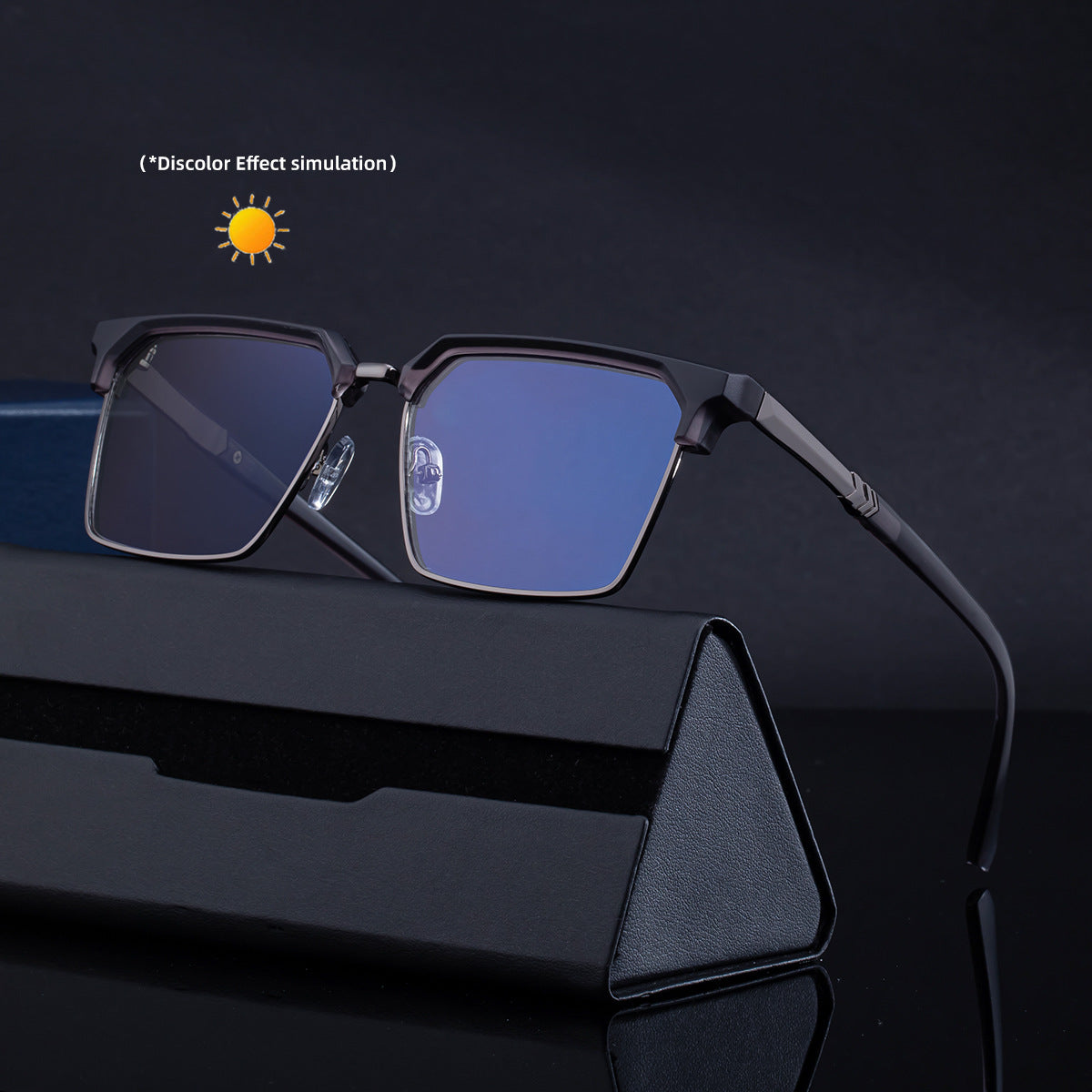 Lunettes de soleil européennes et américaines pour sourcils de mode à demi-forme en couleur changeante pour hommes