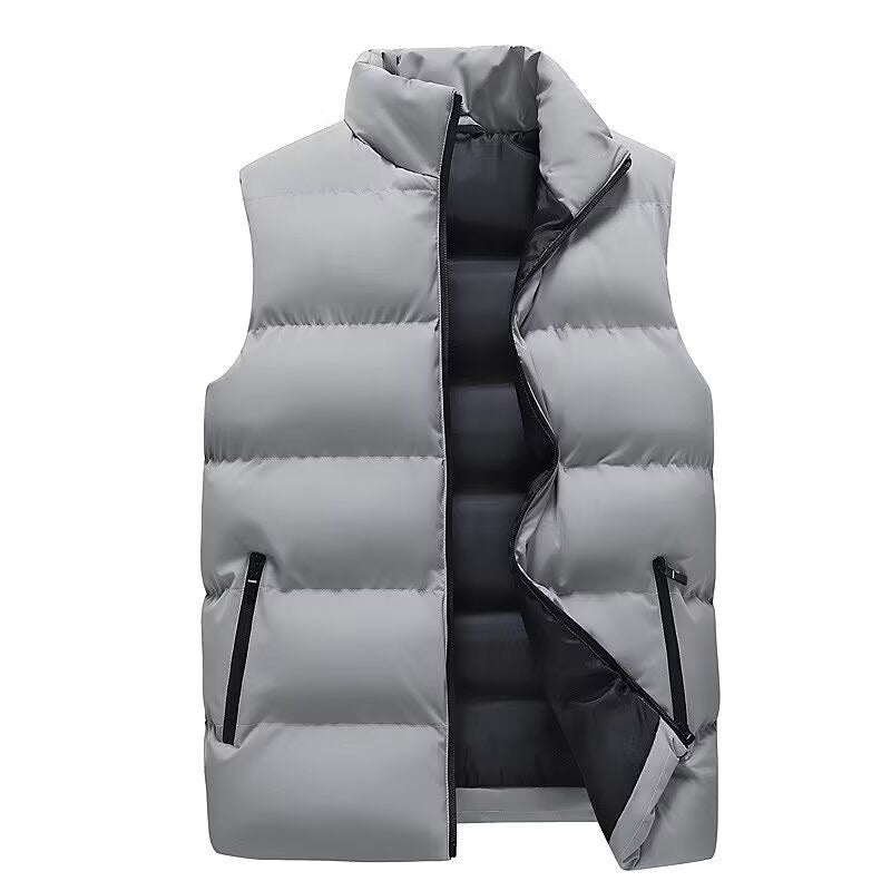 Stand Collar Slim-fit Zipper Cardigan Casual hiver épais Vest Jacket en coton