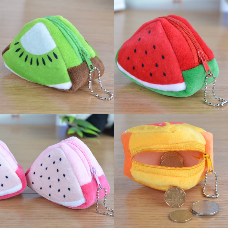 La journée des enfants Cadeau créatif peluche Triangle solide Fruit Zero Wallet Coin sac porte-clés