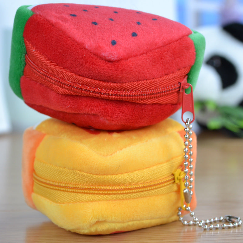La journée des enfants Cadeau créatif peluche Triangle solide Fruit Zero Wallet Coin sac porte-clés