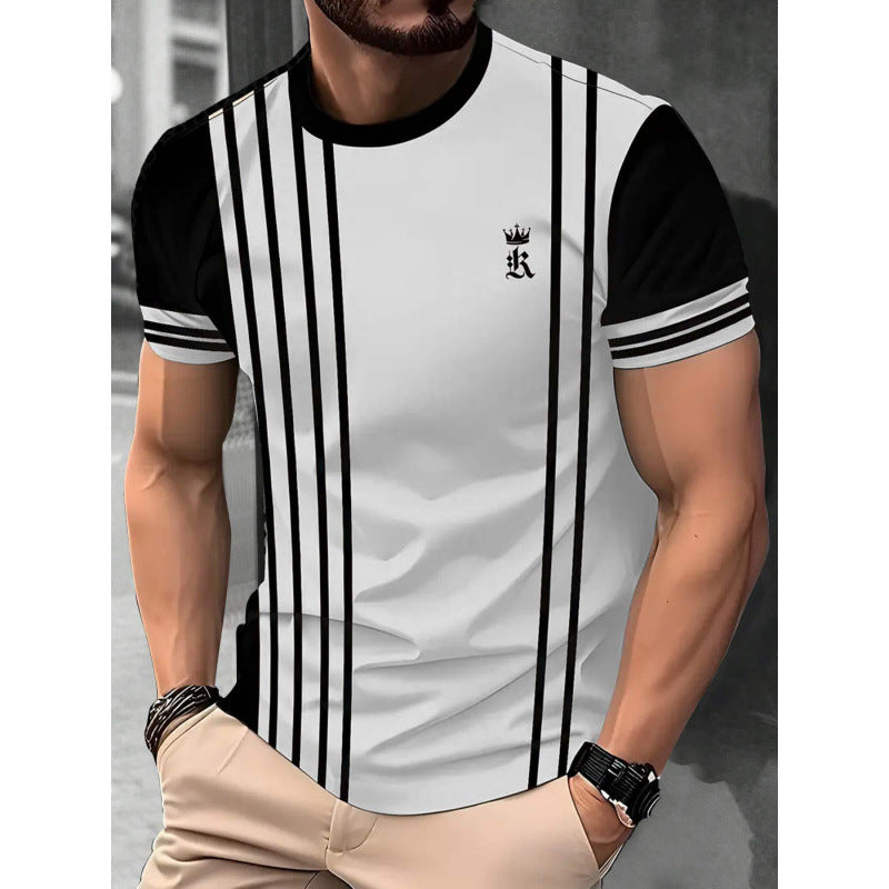 T-shirt homme à manches courtes Business Casual Series Impression numérique 3D
