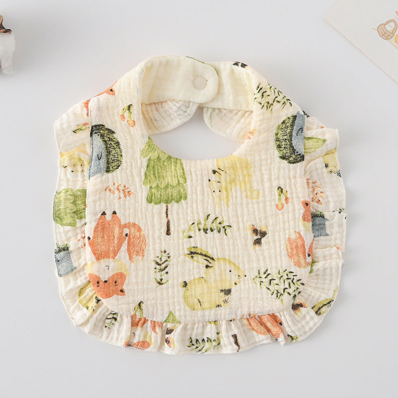 Bébé Bib Rufflé coton imprimé Gauze Dentelle Bib