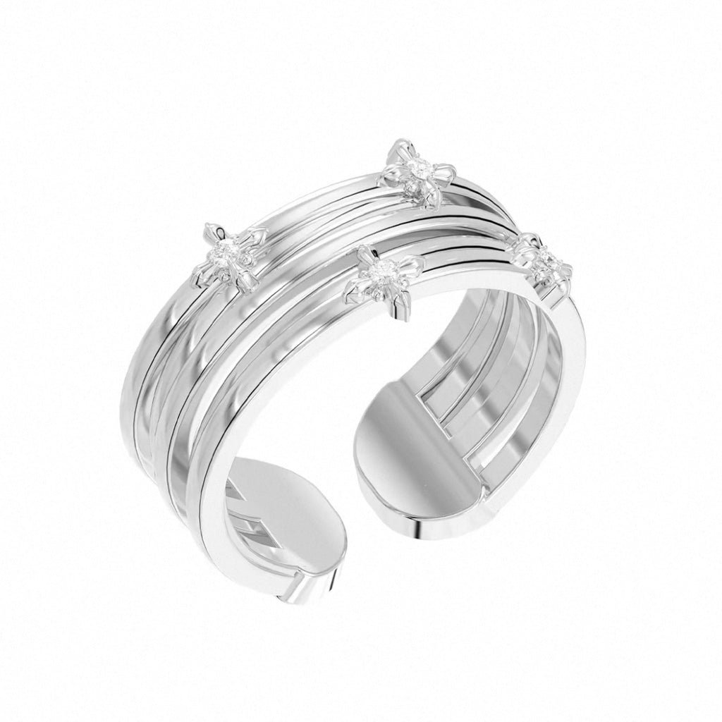 Trois lignes horizontales Bijoux Iris Fleur Anneau Lumière Titanium Dentelle Hollow Maillard Lumière