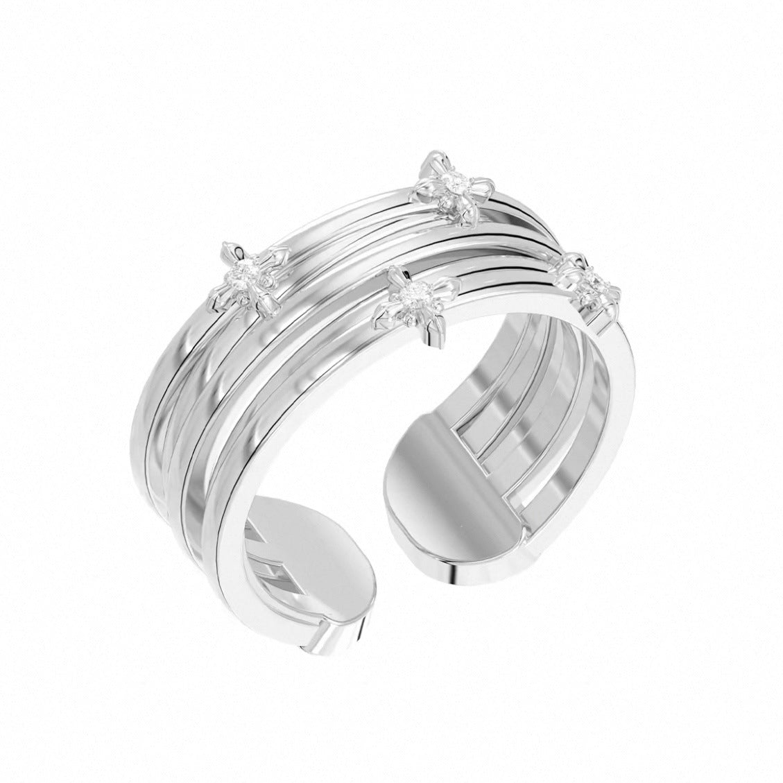 Trois lignes horizontales Bijoux Iris Fleur Anneau Lumière Titanium Dentelle Hollow Maillard Lumière