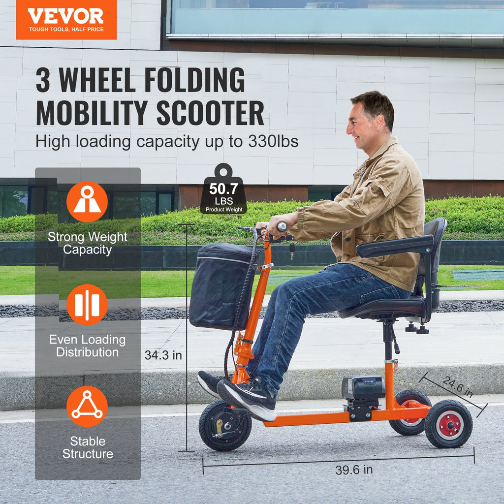 VEVOR Scooter de mobilité pliable 3 roues pour les aînés