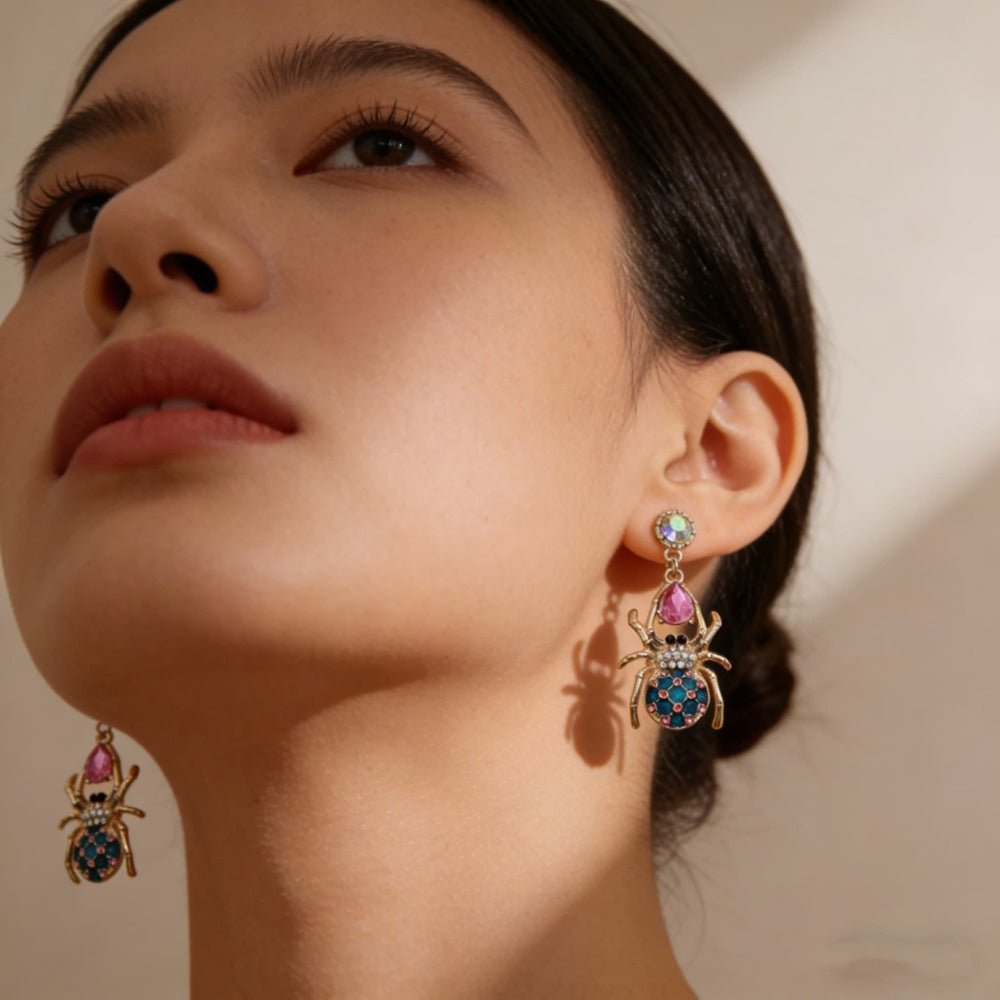 Boucles d'oreilles en Strass en forme d'araignée - Boucles d'oreilles uniques pour femmes