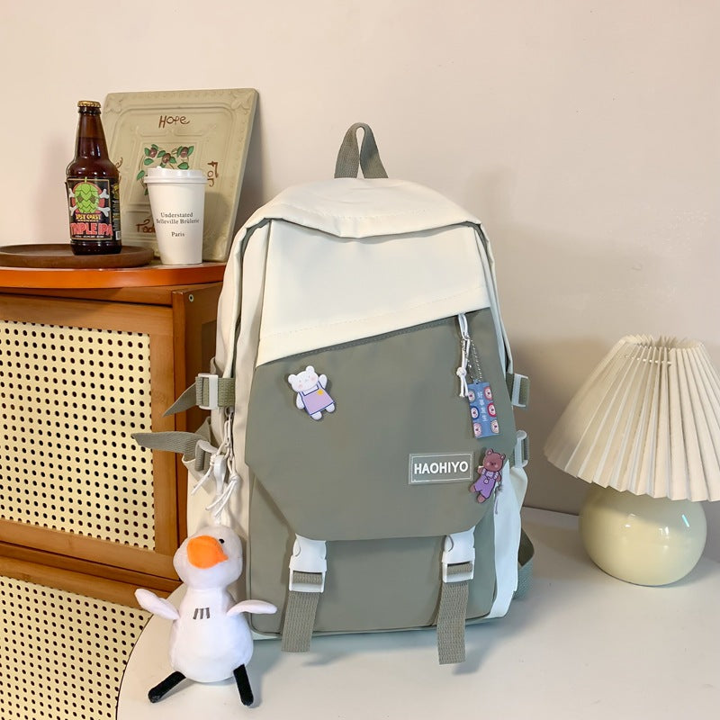 High School Student Large Capacity Color-block Backpack