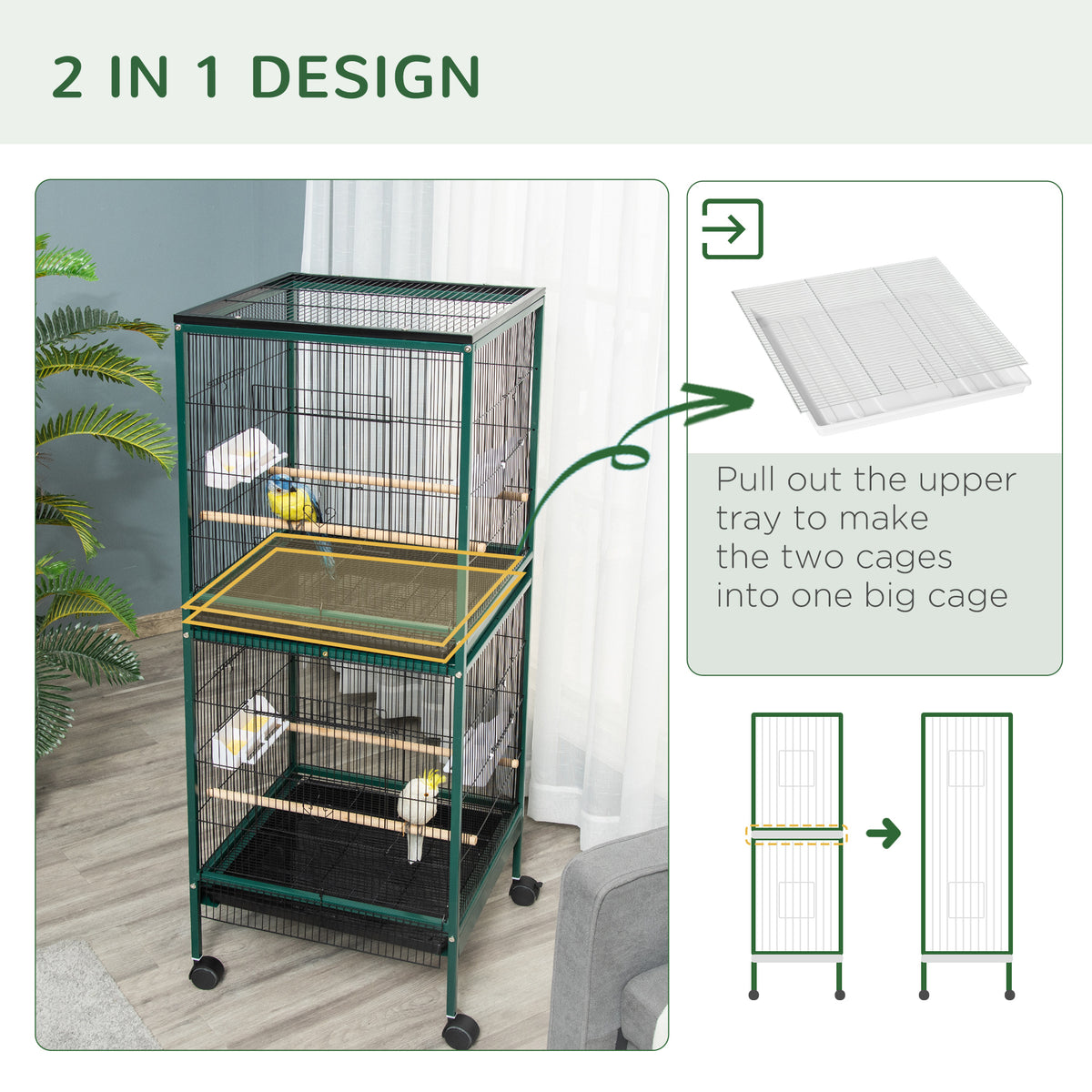 Large bird cage with 1.7 ft. Width for Wingspan