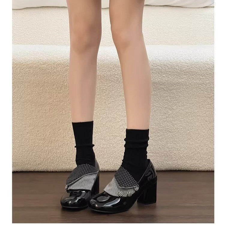 Femmes Black Retro British-Style High Heels