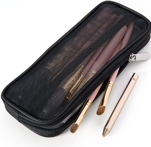 Cosmétiques stylo sac de stockage-nylon maille-noir-1 pièce
