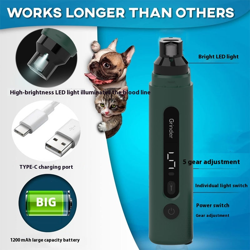 Grindeuse à ongles de chien Électrique Trimmers à ongles de chat Rechargeable Grinders à ongles de chat Wit Super silencieux