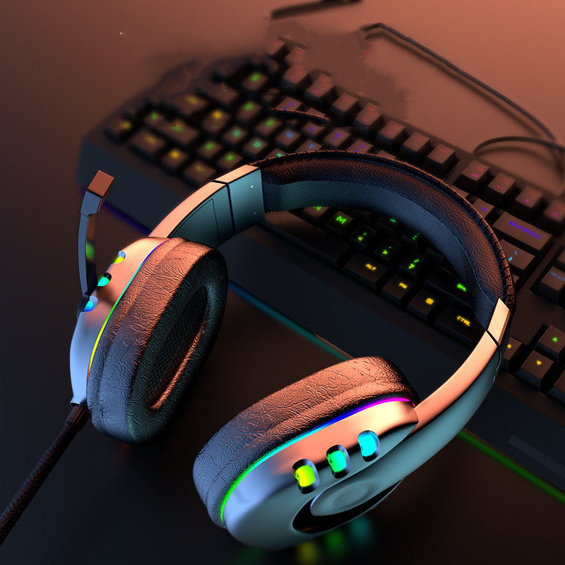 Casque de jeu avec microphone à lumière respirante LED