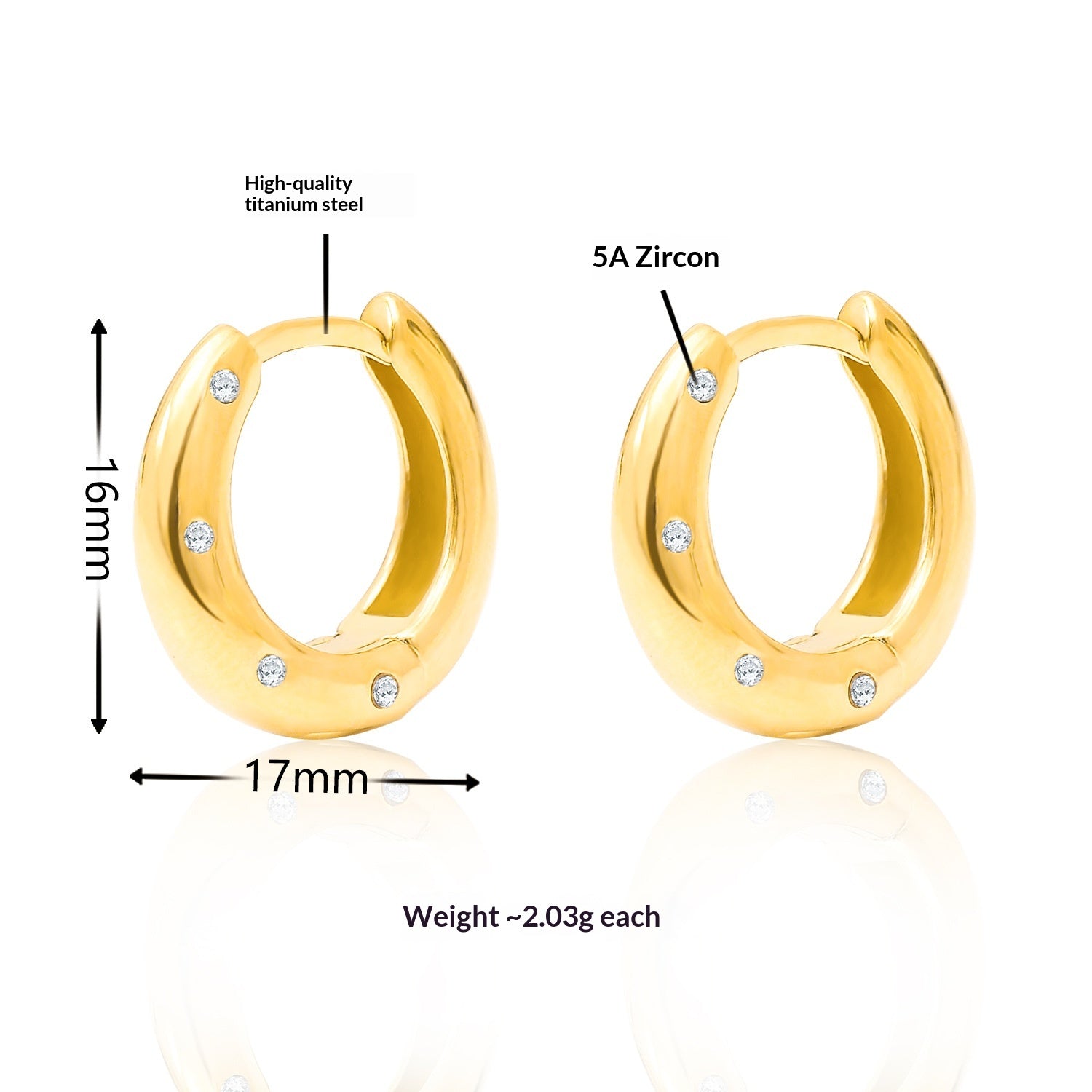 Boucles d'oreilles Zircon en acier de titane pour femmes
