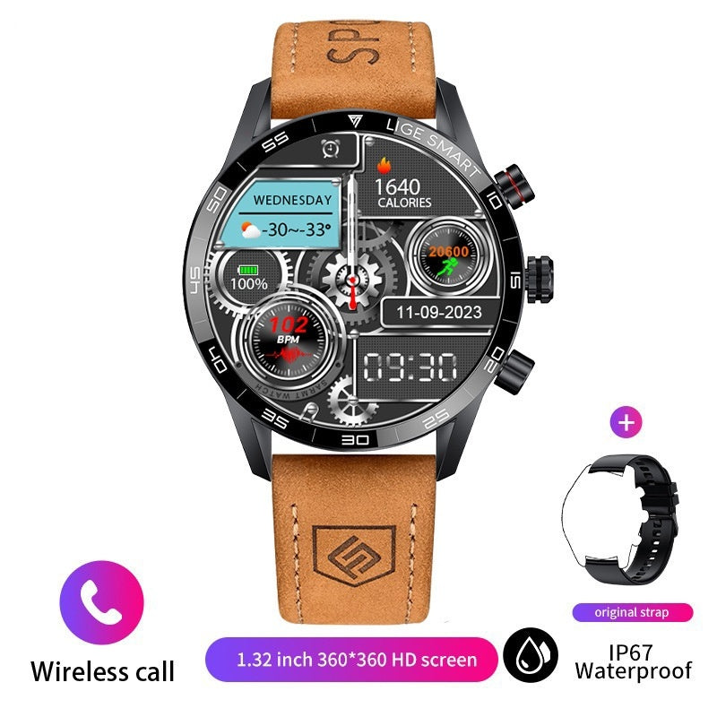 Smartwatch Bluetooth multifonctions pour les hommes avec pression artérielle et surveillance de la fréquence cardiaque