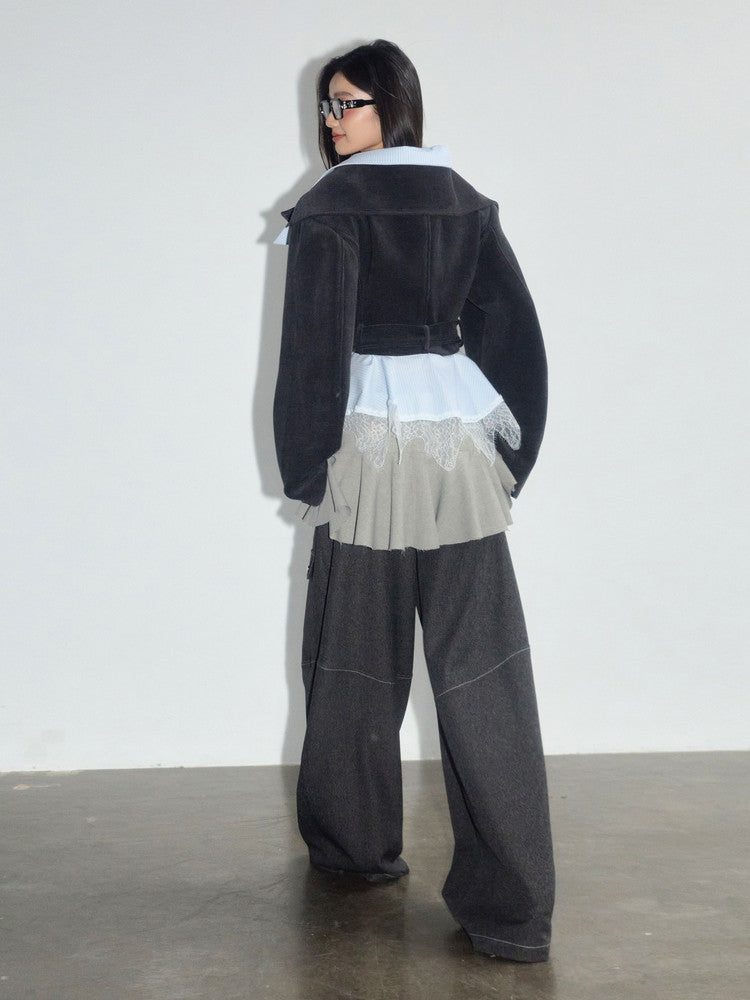 Manteau court en dentelle amovible en deux parties