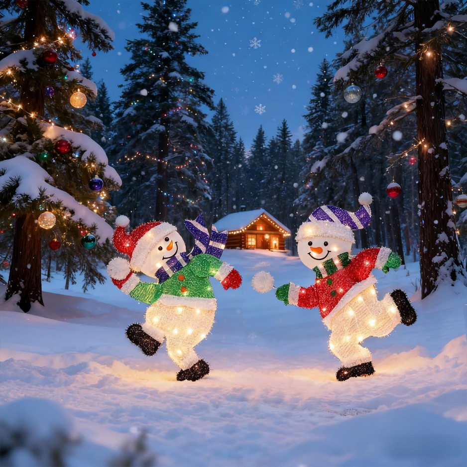 Set de 2 Décorations de Noël pour Snowmen Lighted