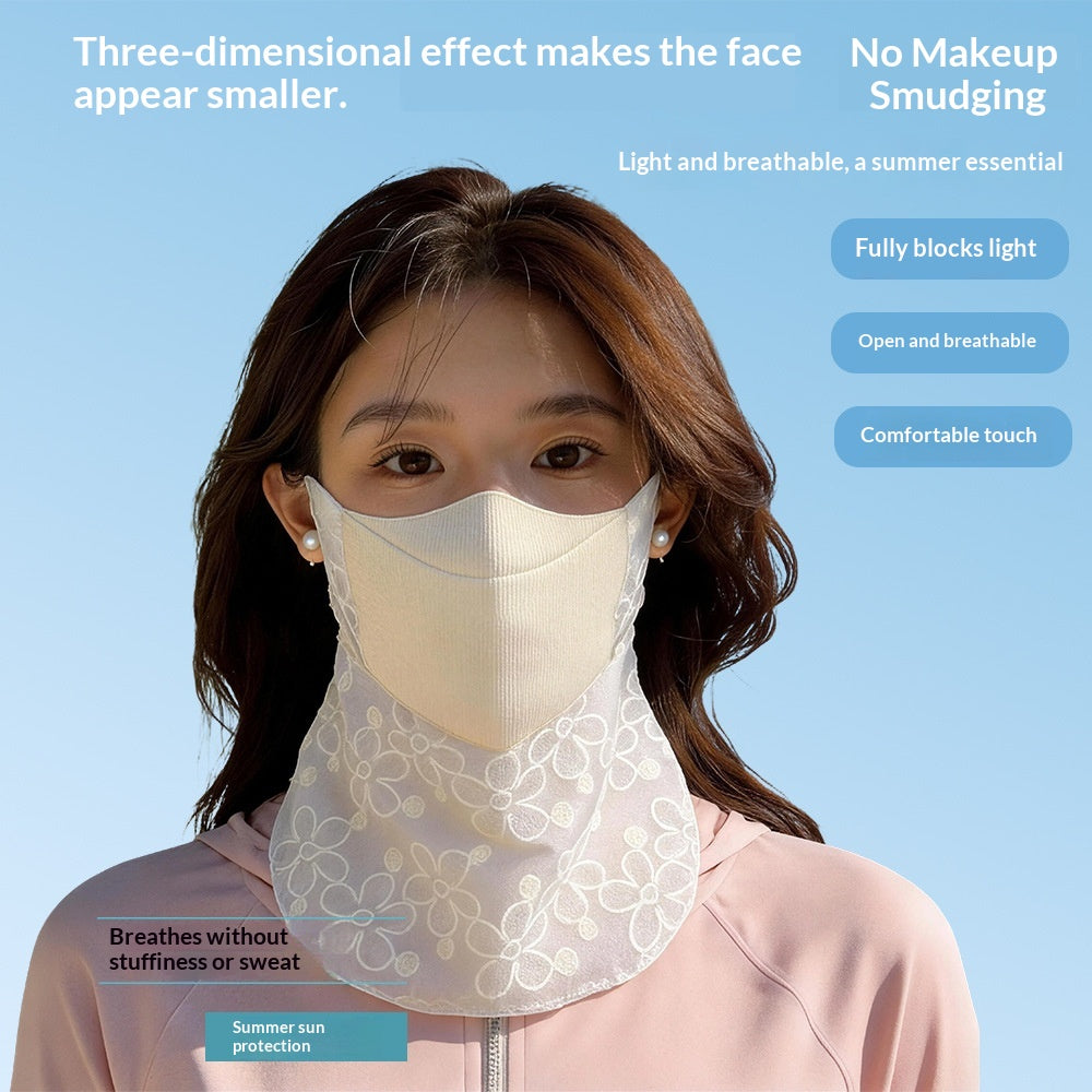 Masque du visage protecteur du soleil pour femmes Masque de soie de soie de dentelle de paille