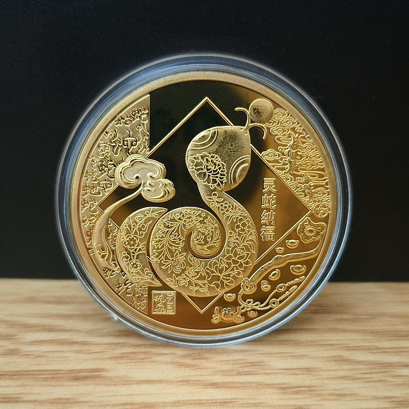 Snake Année Commemorative Médaille Couleur Or plaqué Argent plaqué