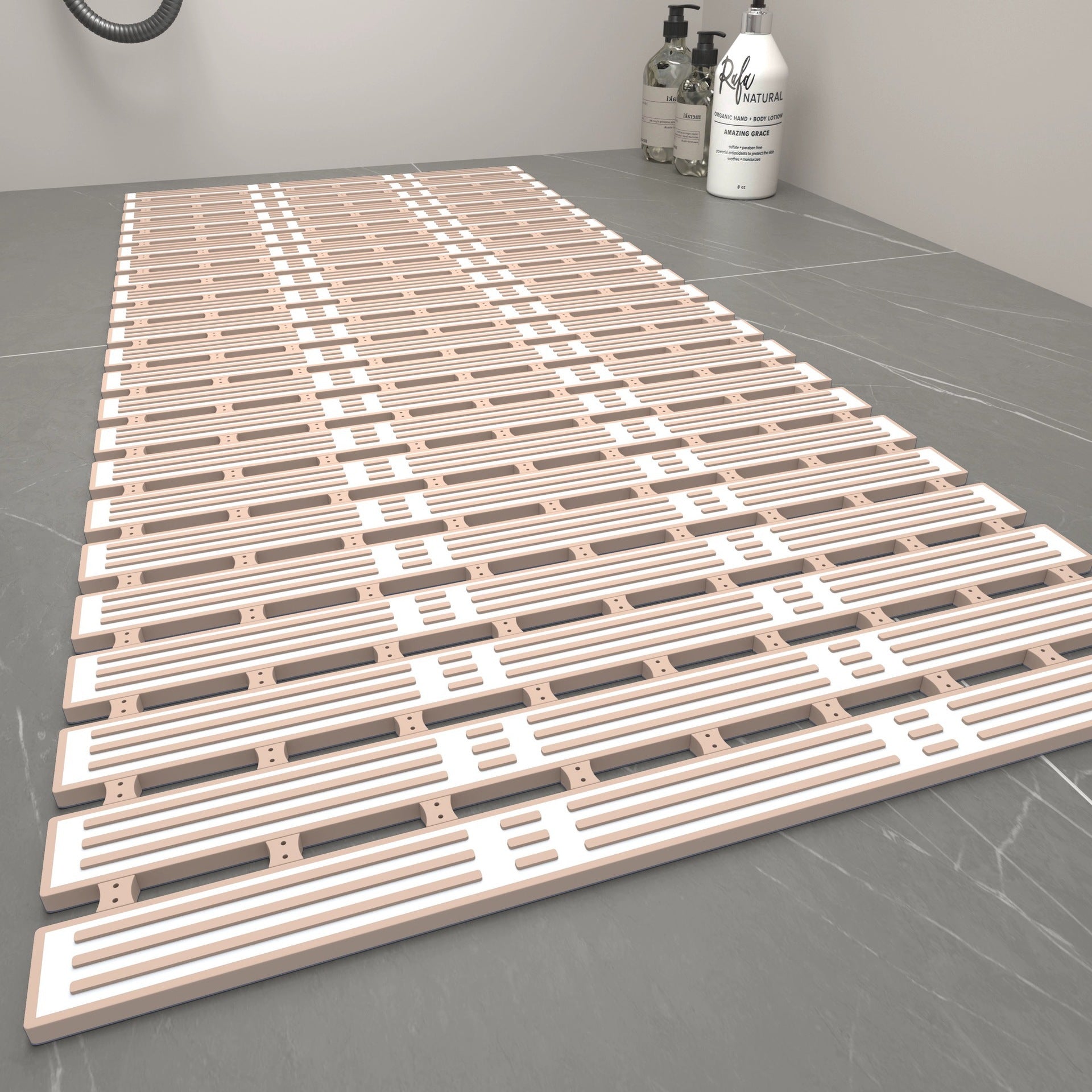 Tapis antidérapant pour salle de bains en bambou