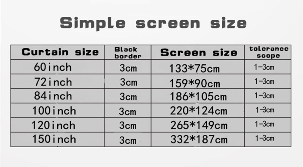 Projecteur de film pliable Écran 16 à 9 Projection HD Accueil