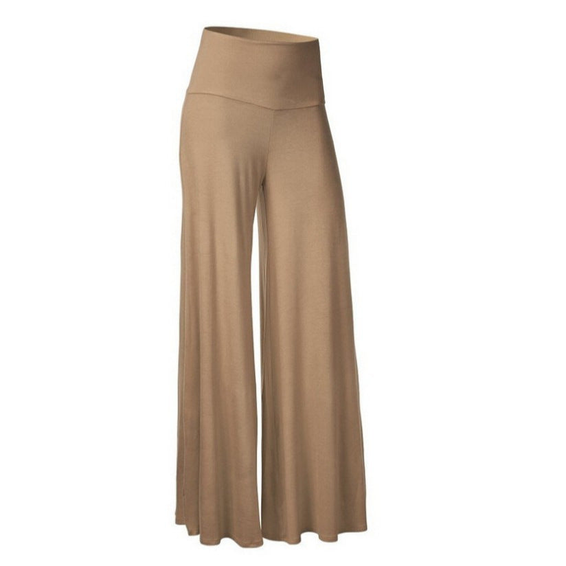 Pantoufles en soie de glace drapées à large leg Plus taille Yoga Long Pantalons Fitness Style