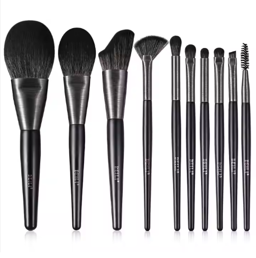 BEILI Low MOQ Ship Quick Custom Make Up Brosses Wood Handle Premium Natural10pcs Maquillage Bru