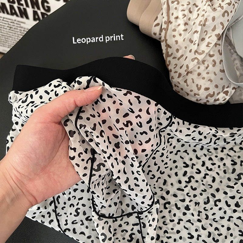 Leopard-print Entièrement transparent Crotch Breathable Short