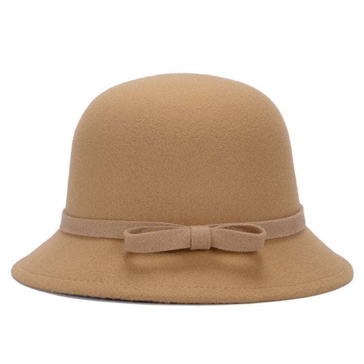 Chapeau de Bowler Fashionable et Élégant Femmes avec une Bow rayée