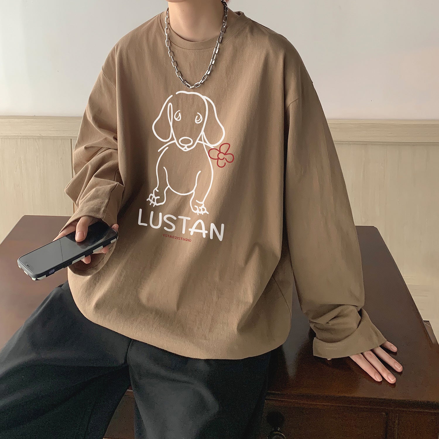T-shirt à manches longues imprimé pour chiot de dessin animé