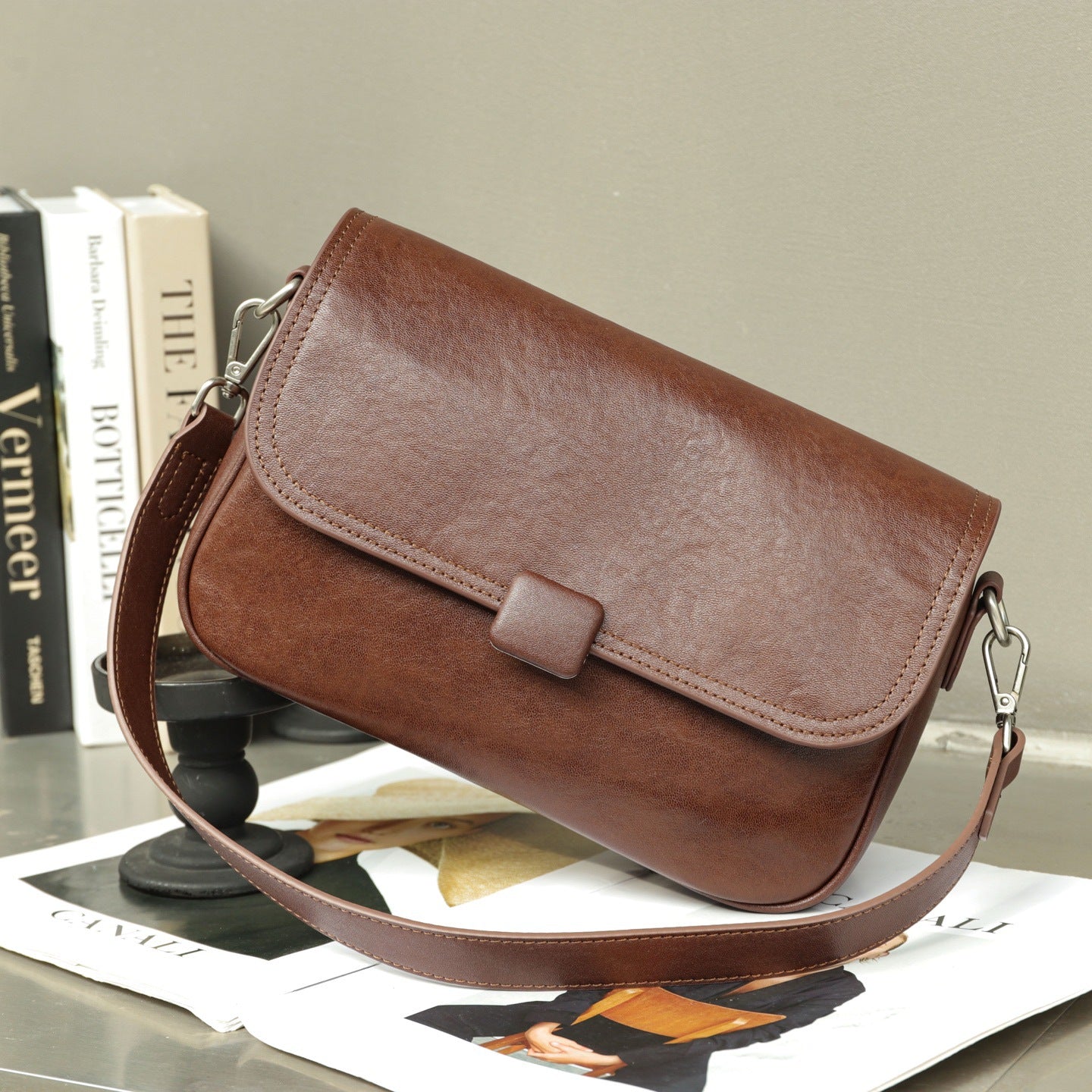 Sac en cuir véritable pour femmes Sac à épaule simple