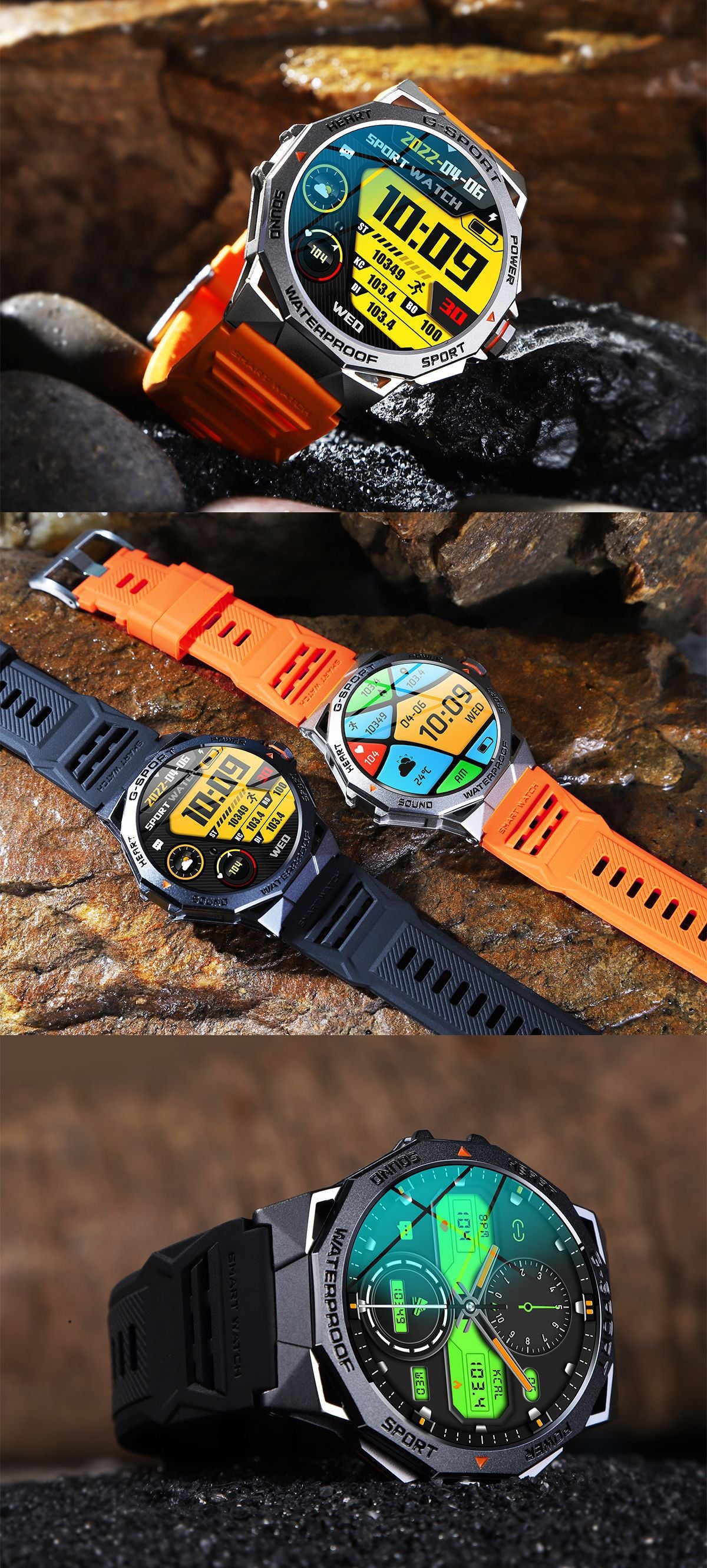 Écran Bluetooth appelant la météo Fréquence cardiaque Surveillance de l'oxygène du sang Smart Watch