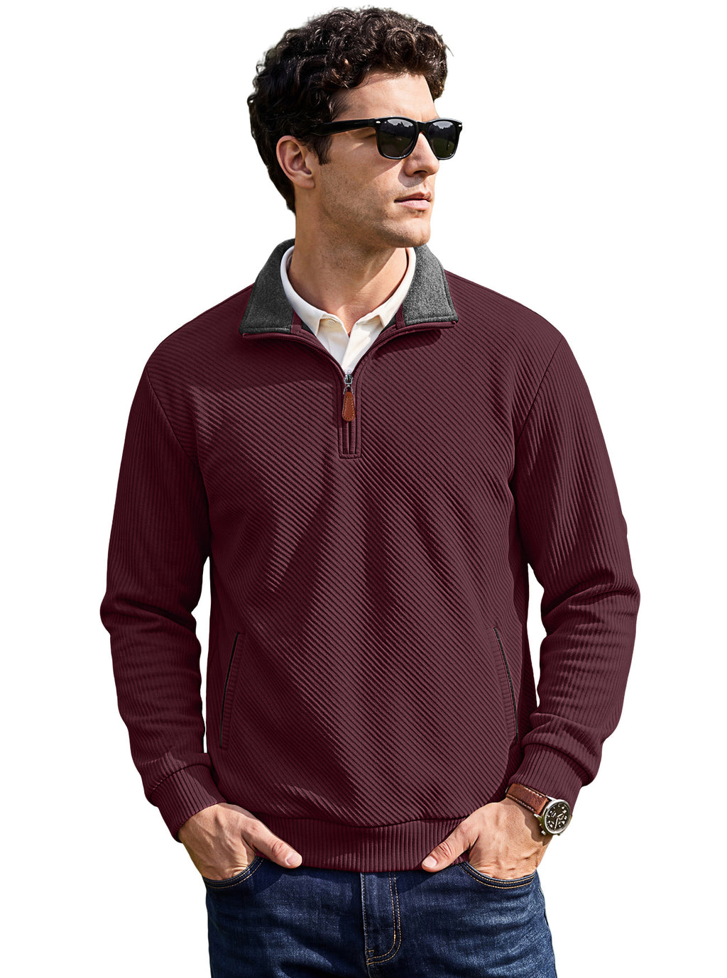 Texture masculine Collier Jacquard Top Commerce extérieur TK American Spring and Autumn Zipper Pocke
