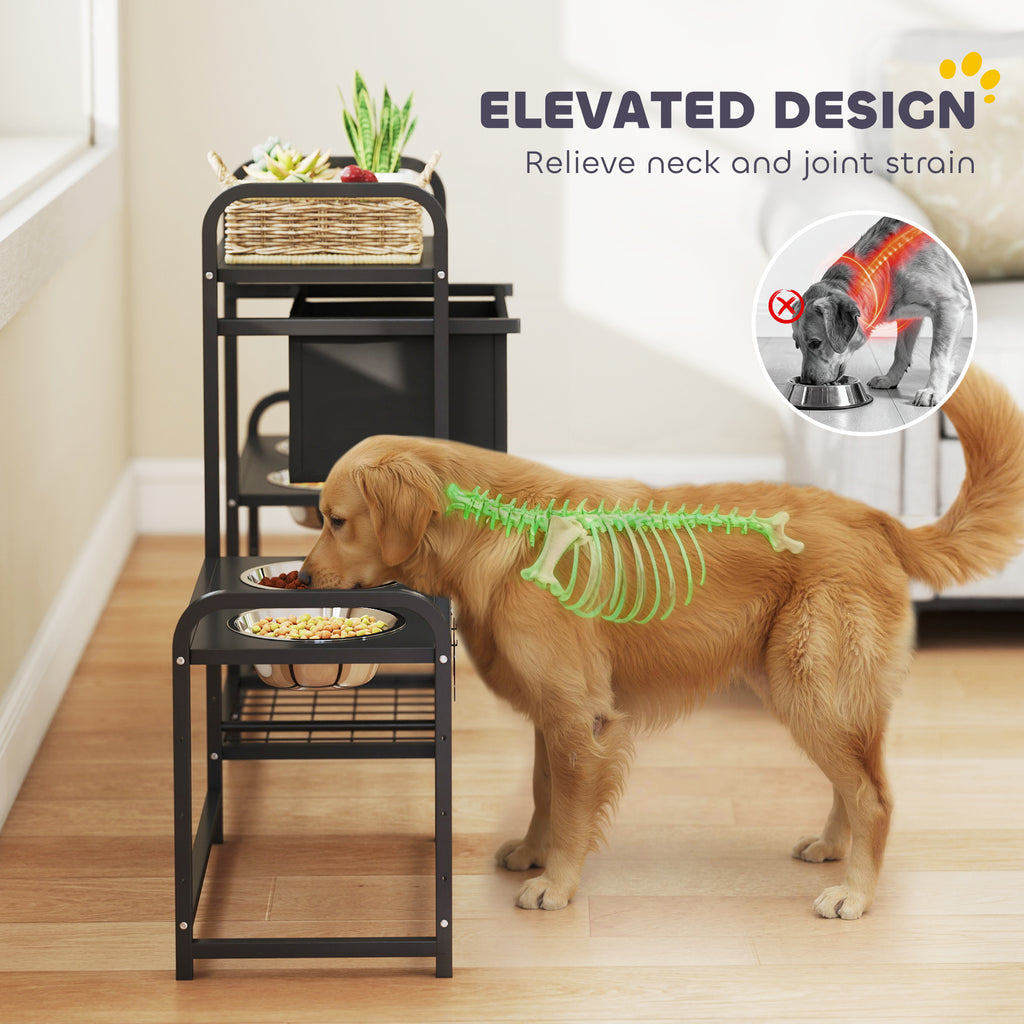 3 hauteur réglable chien Bowl Stand avec 2 stations d'alimentation
