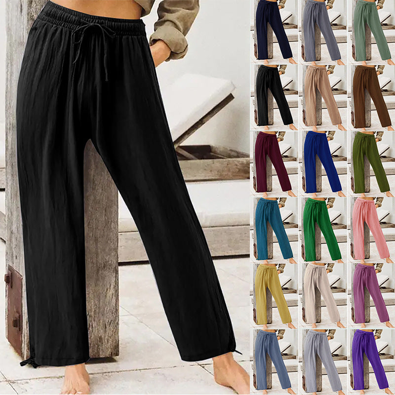 Pantalons d'été à domicile pour femmes en couleur solide