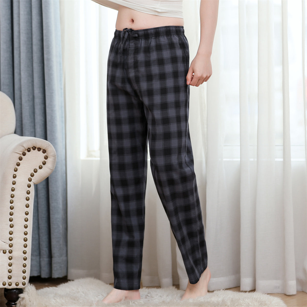 Coton Surdimensionner Loose Confortable Respirant Printemps Et Pajamas Men's Thin