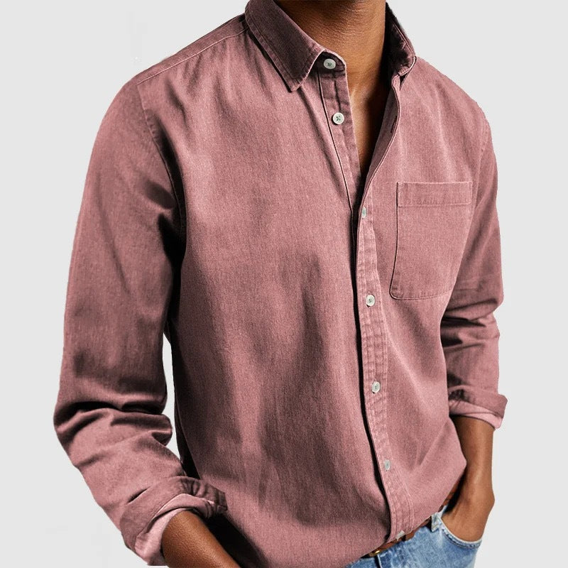 Amazon Commerce extérieur Europe et les États-Unis Lapel homme chemise de couleur solide hommes