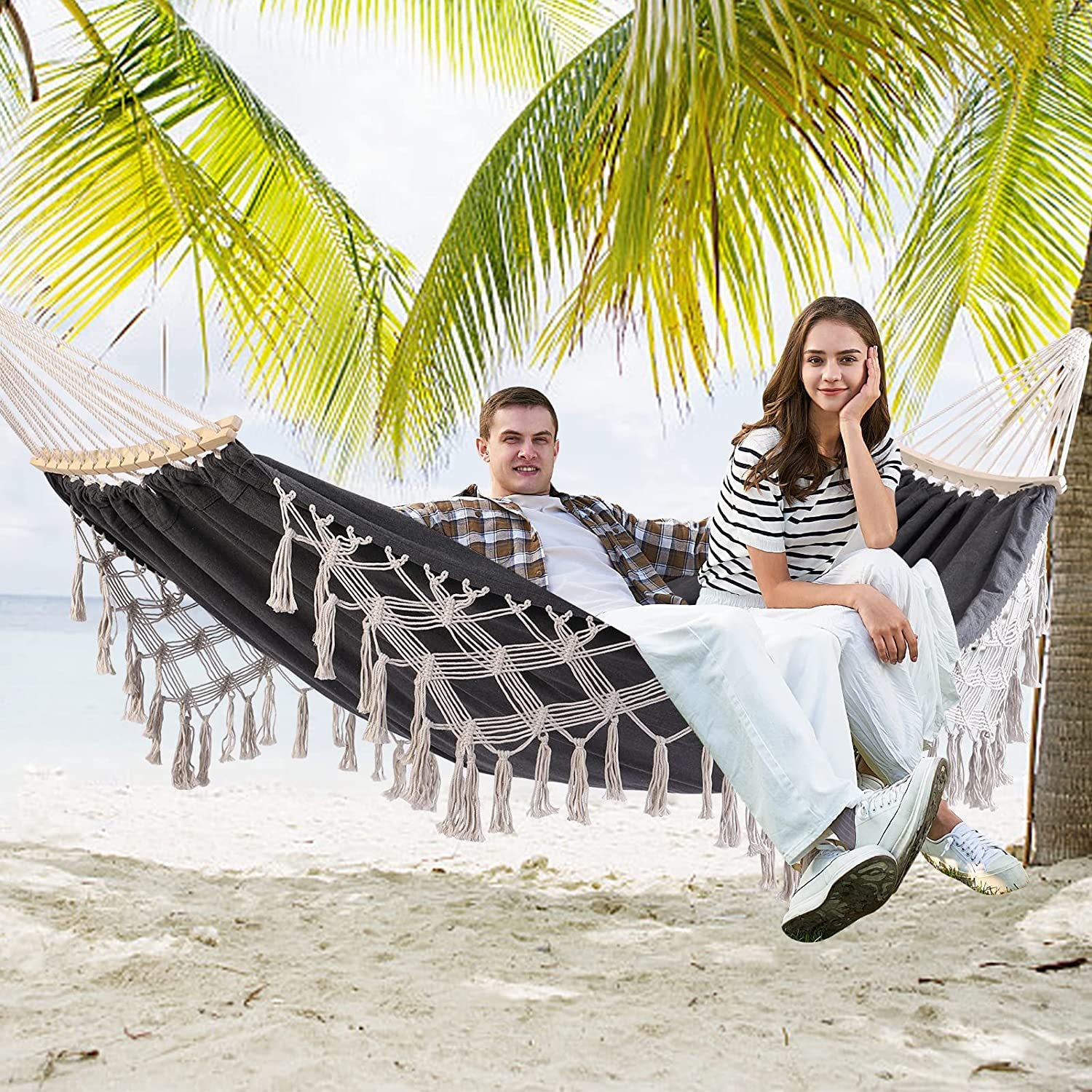 En plein air Bohème-Style Guesthouse Double Tassel Hammock