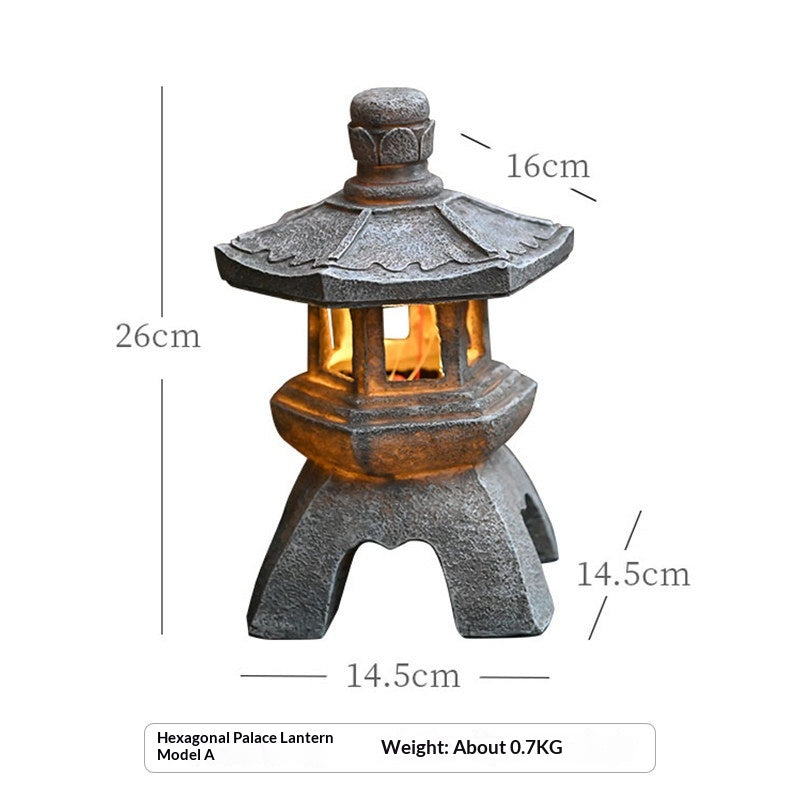 Solar Powered Stone Tower Lampe Chinese Style Lanterne Sol Standing Paysage Orname