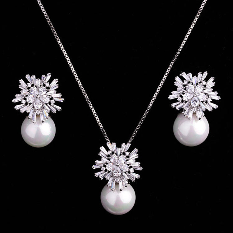 Collier collier de haute qualité de tempérament coréen boucles d'oreilles ensemble avec bijoux en zircon micro