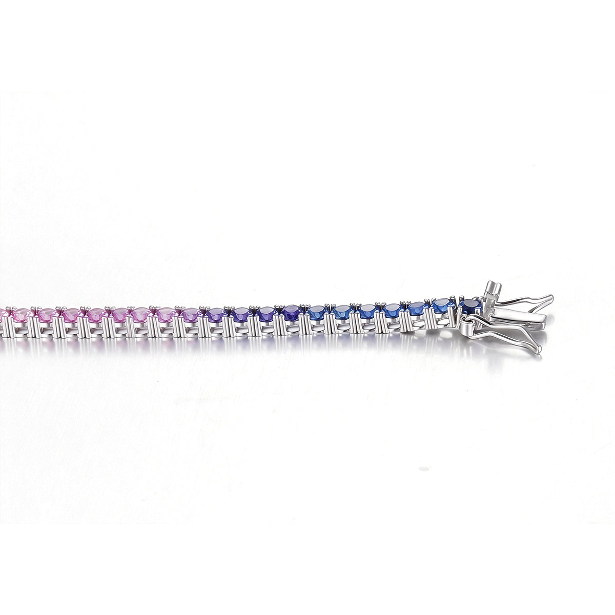 S925 Argent Sterling 3mm Rainbow Lab-Grown Gemstone Bracelet de tennis pour femmes Platinum Pla