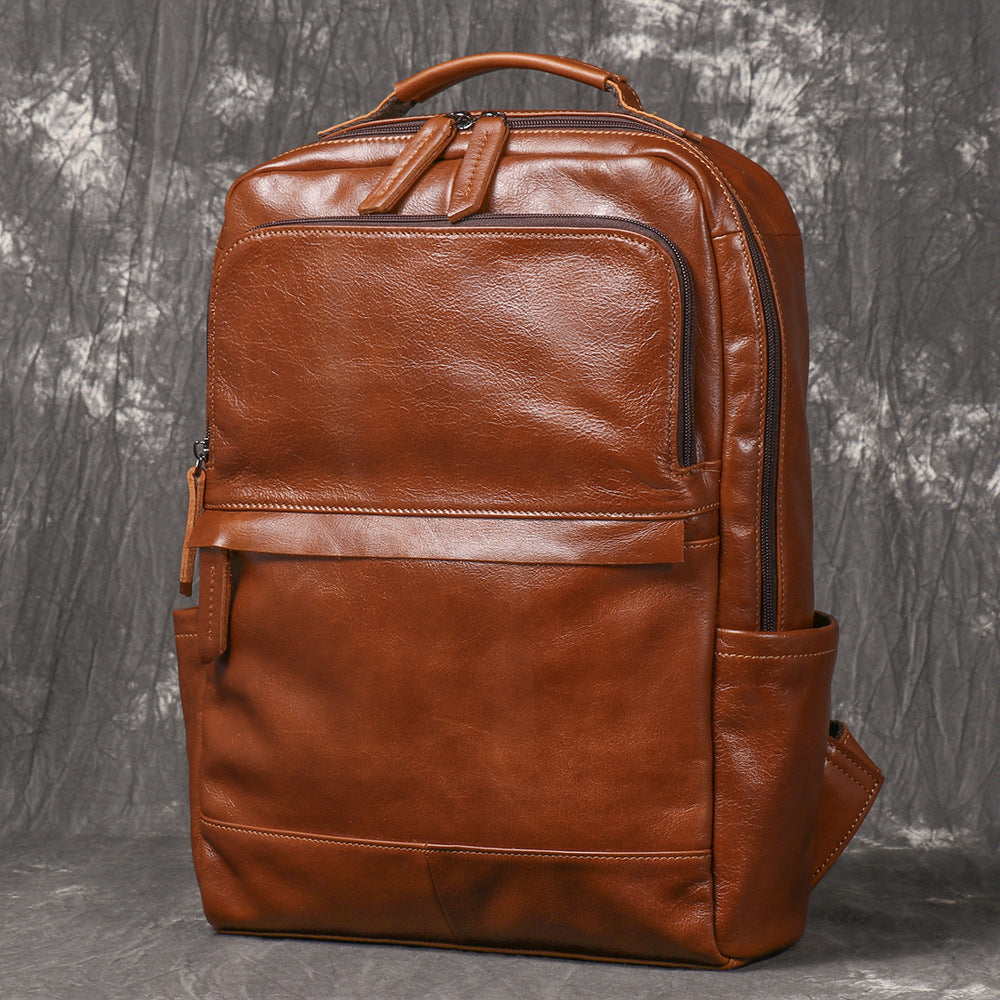 Men's retro leather backpack