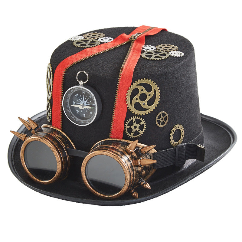 Style punk Retro Compass Zipper Gear Glasses Chapeau magique