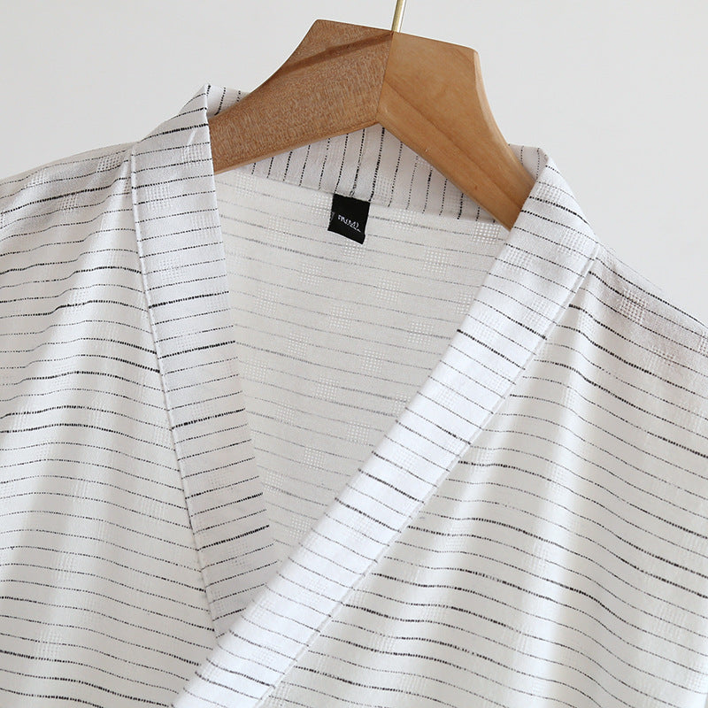 Été Jacquard Gauze coton Kimono mince maison peignoir simple