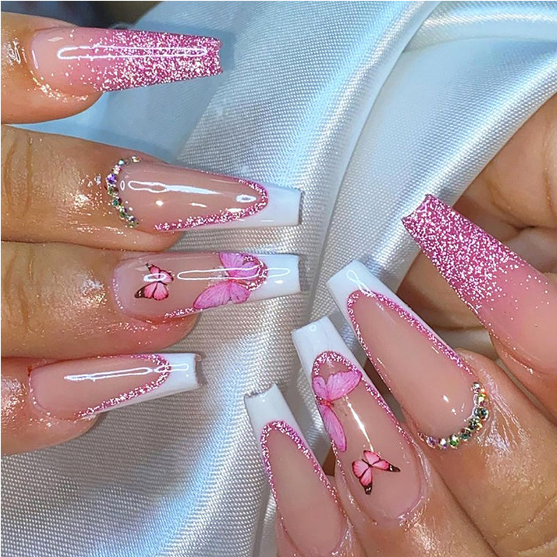 24 PCS Glitter poudre papillon ongles art