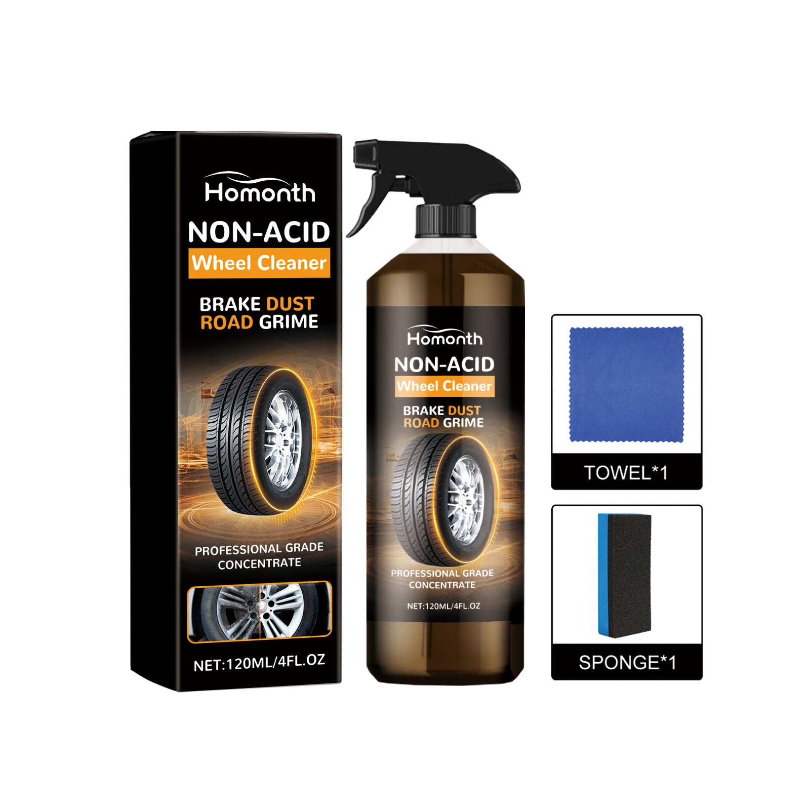 Homois Kit de nettoyage des pneus de voiture Rénovation des roues