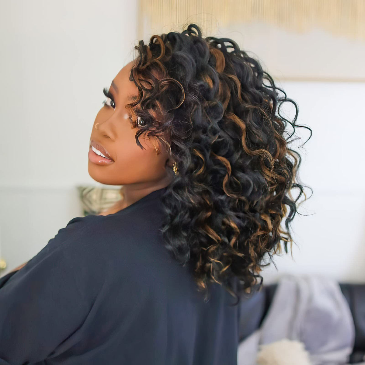 African Curly Hair Dirty Braid Big Wave Ocean Curved Fashion Wig