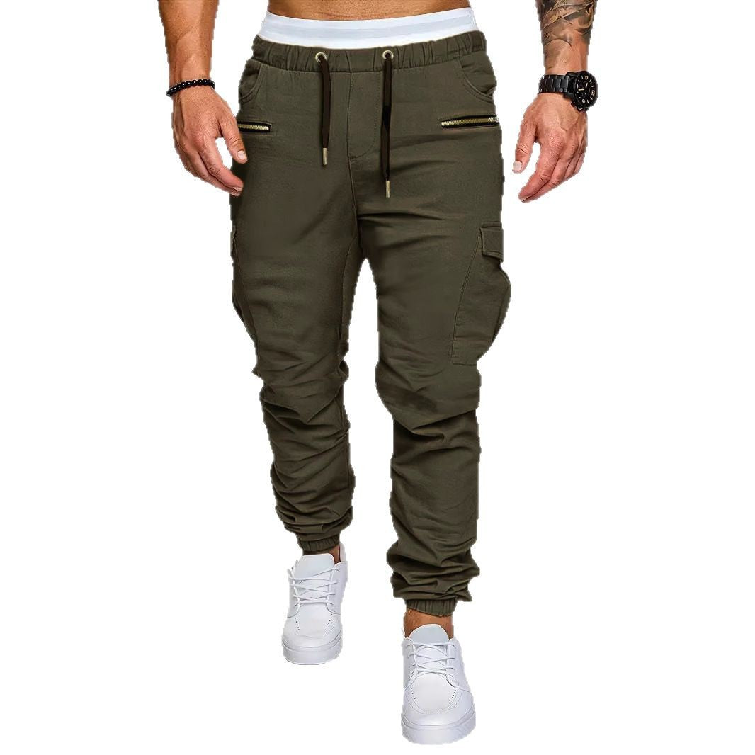 Pantalons de fret occasionnels multi-poches pour hommes avec des menottes